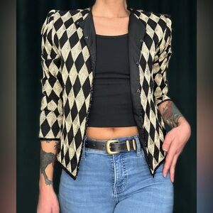 Vintage Laurence Kazar silk beaded argyle evening jacket